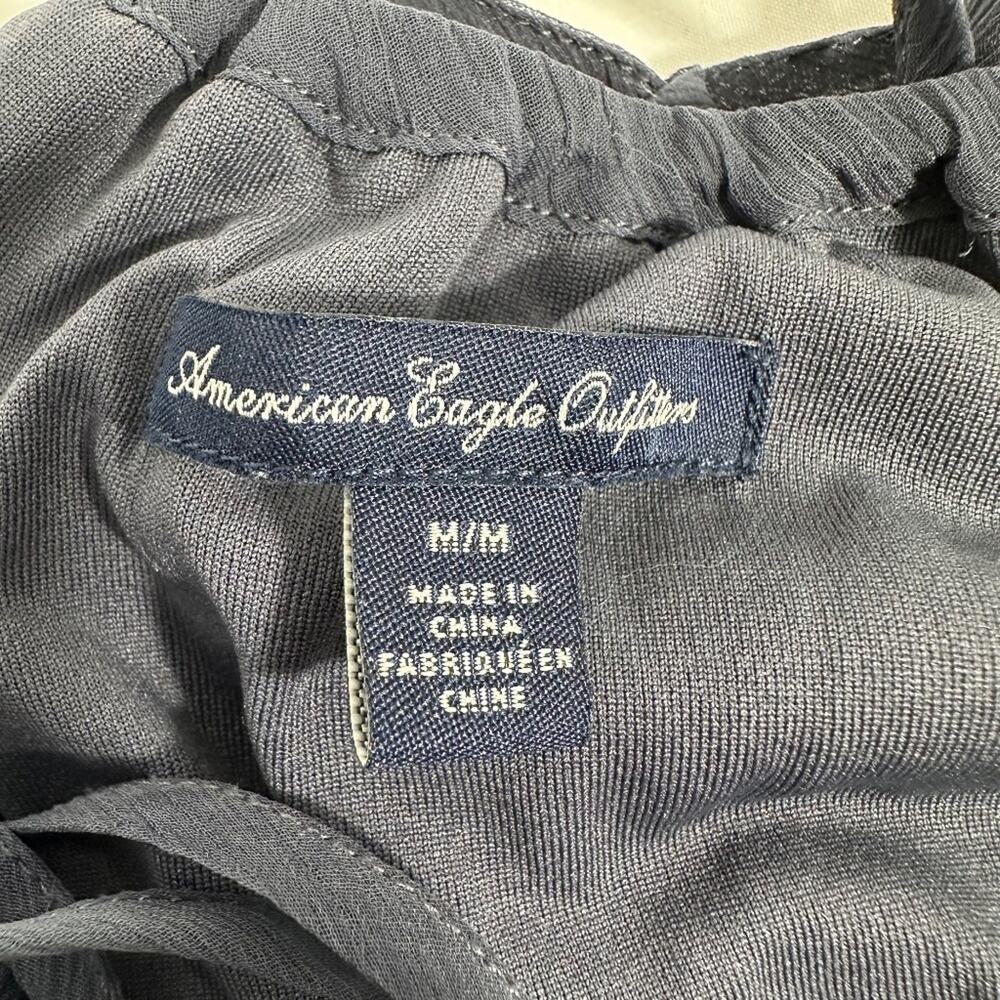 American Eagle Outfitters Navy Blue Ruffle Spaghetti Strap Chiffon Dress M - Picture 5 of 6